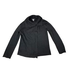 Ann Taylor Factory Simply Elegant Black Open Front Cozy Cardigan Sweater Medium